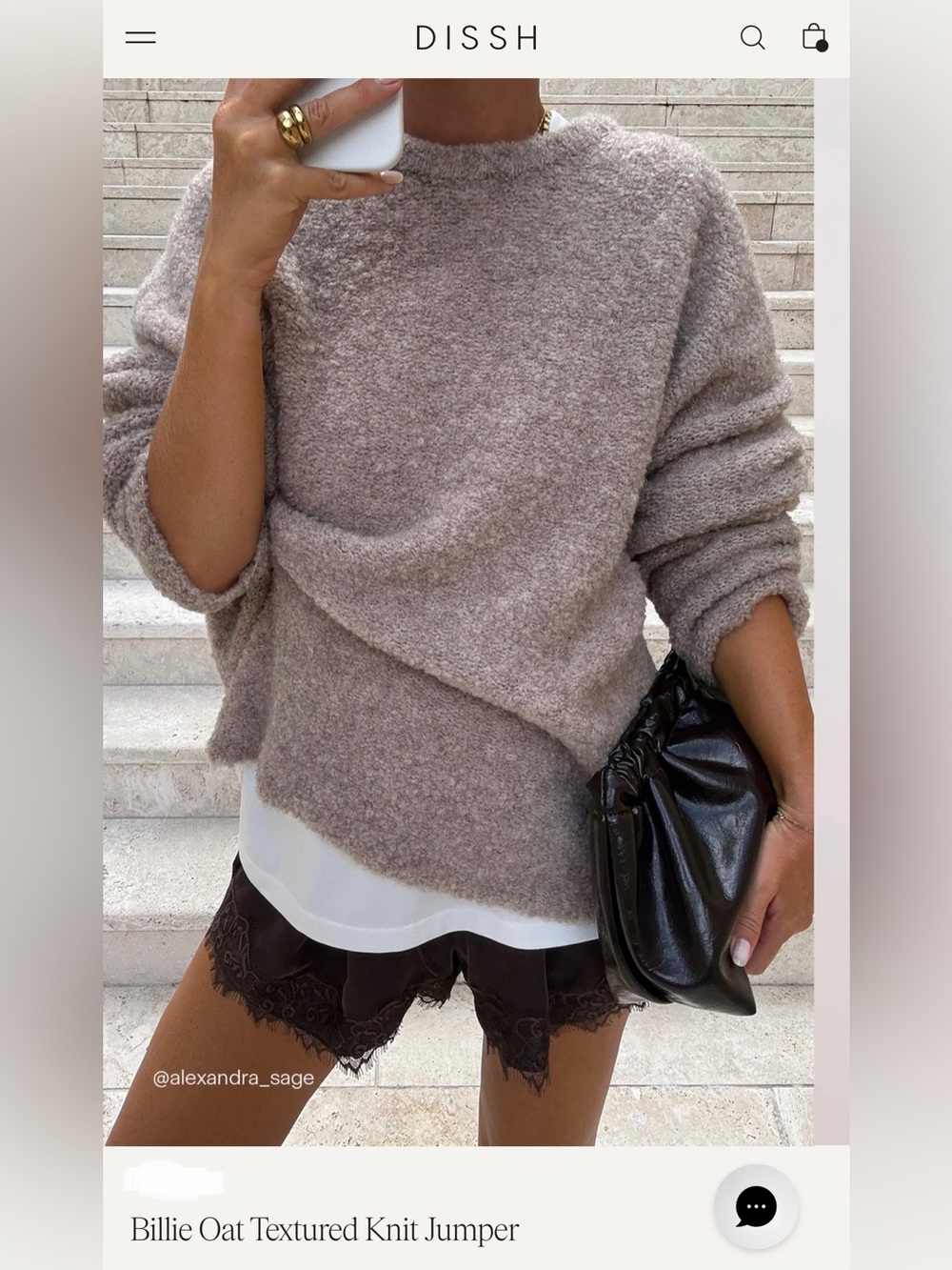 DISSH Billie Textured Crewneck Sweater in Oat